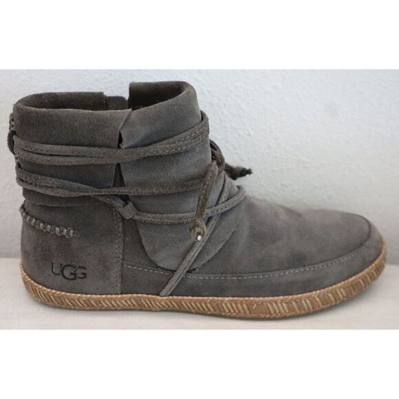 UGG 1019129 Woman’s Sz 5.5 Slate Soft Suede Reid Moccasin Booties - Picture 8 of 15